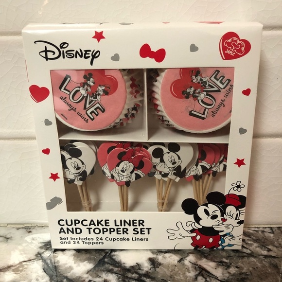 New Disney Minnie Mickey Mouse Cupcake Liners & Topper Set  - Valentines Day - Picture 6 of 6